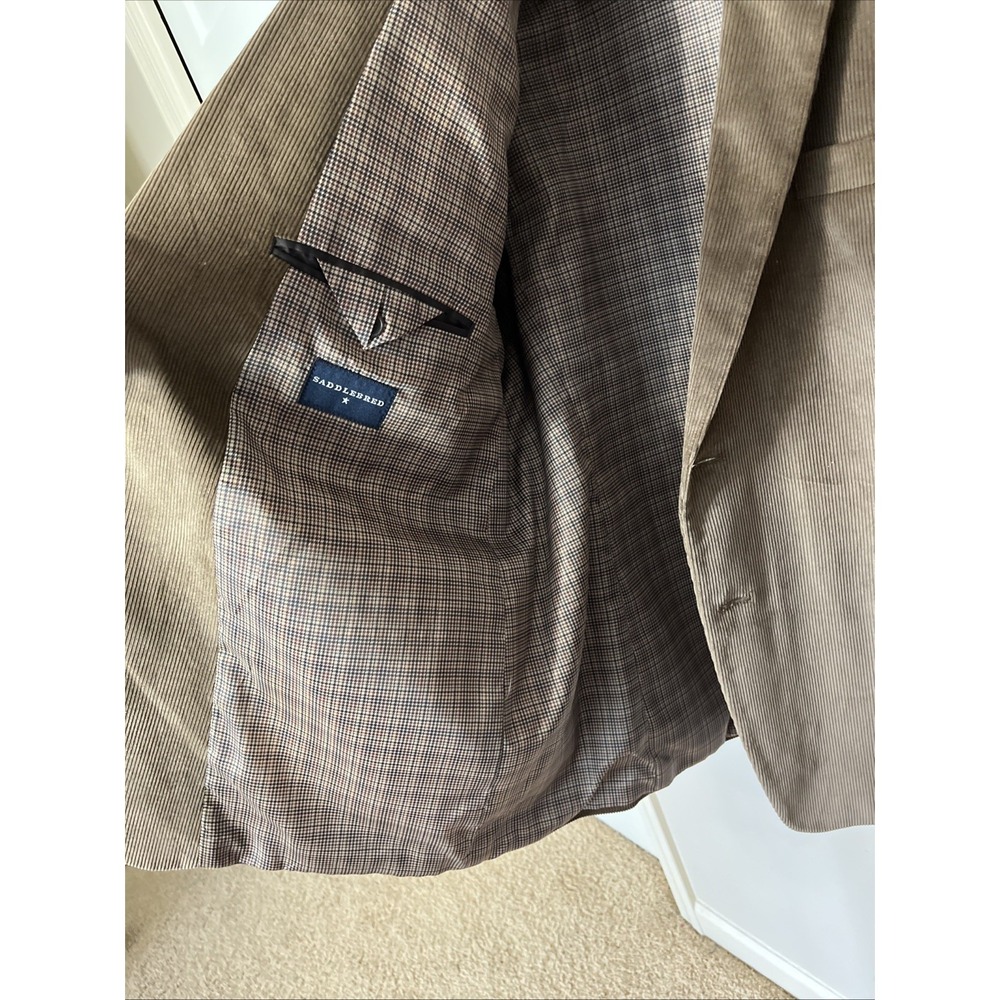 NEW Saddlebred Corduroy Blazer‎ Sport Coat Two Button Dark Tan 52 REG Jacket - Picture 8 of 9